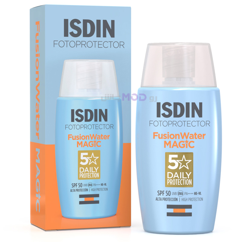 ضد آفتاب بی رنگ ایزدین SPF50 مدل فیوژن واتر مجیک