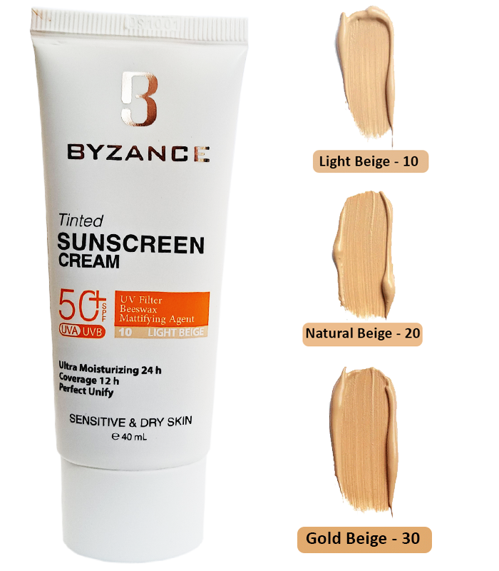 کرم ضد آفتاب +SPF50 بیزانس مناسب پوست خشک و حساس 40 میلی لیتر